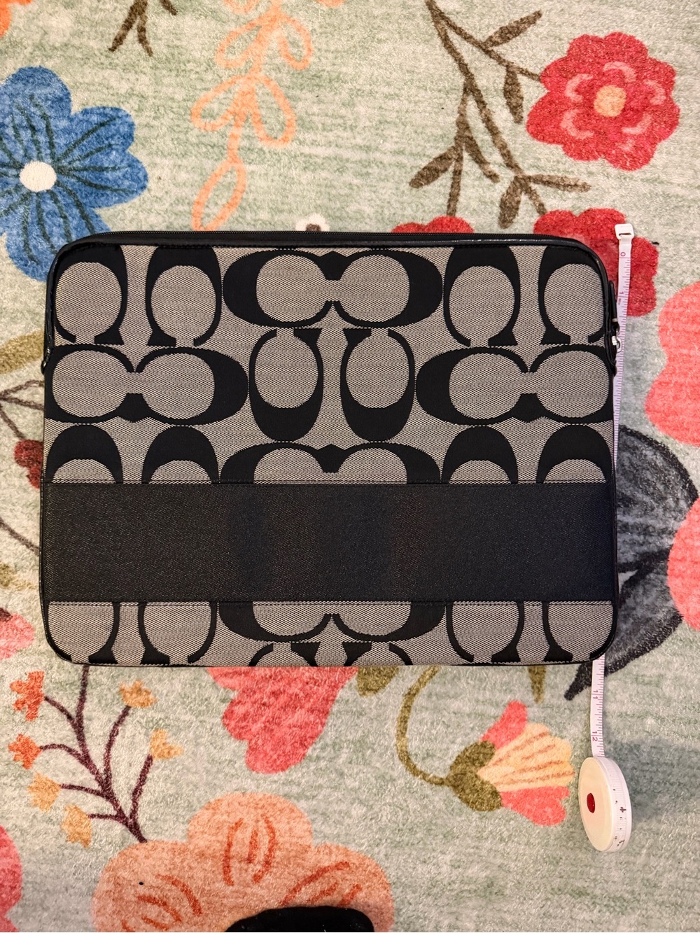 Coach Gray and Black Signature Canvas Laptop Sleeve